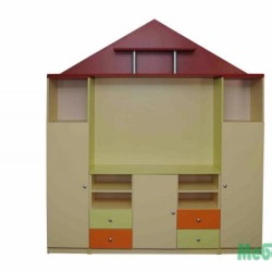 Секция  МОЯ ДОМ-Шкаф  Къща 201Х40 Н=231.8см С цели врати ,  С  вградена бяла дъска  120Х90см .0